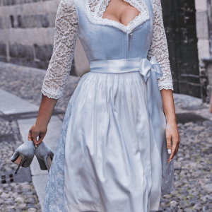 Women's 3/4 Sleeve Drindl Summer Blue Plain Lace Hollow out Lace-up Sweetheart Neckline Party Going Out Vintage Midi X-Line Dress with Belt, JustFashionNow Dresses, color:Blue|size:XXL,