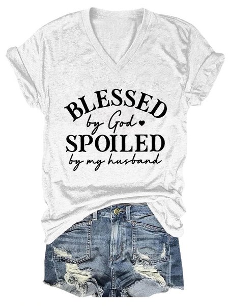 Blessed By God And Spoiled By My Husband Shirts&Tops, T-shirts, Lilicloth.com