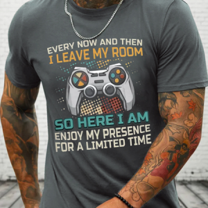 Cotton  Every Now And Then I Leave My Room Crew Neck Text Letters Casual T-Shirt, T-shirts, Lilicloth.com
