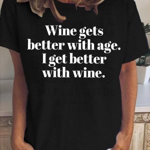 Cute Funny Wine Short Sleeve Tops, T-shirts, Lilicloth.com