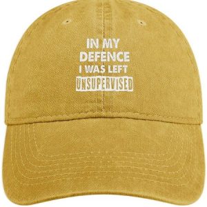 Men's In My Defence I Was Left Unsupervised Funny Graphic Printing Regular Fit Adjustable Denim Hat, Men's Hats, Lilicloth.com