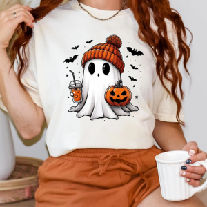 Halloween Ghost Cotton T-shirt, T-shirts, Lilicloth.com