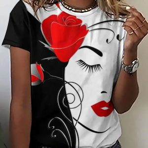 Womens Abstract Print Short Sleeve T-Shirt, T-shirts, Lilicloth.com
