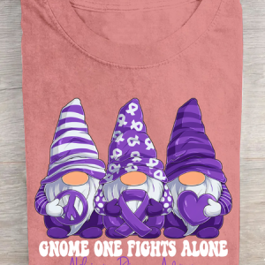 Gnome One Fights Alone Elemer Signage Awareness Cotton T-Shirt, T-shirts, Lilicloth.com