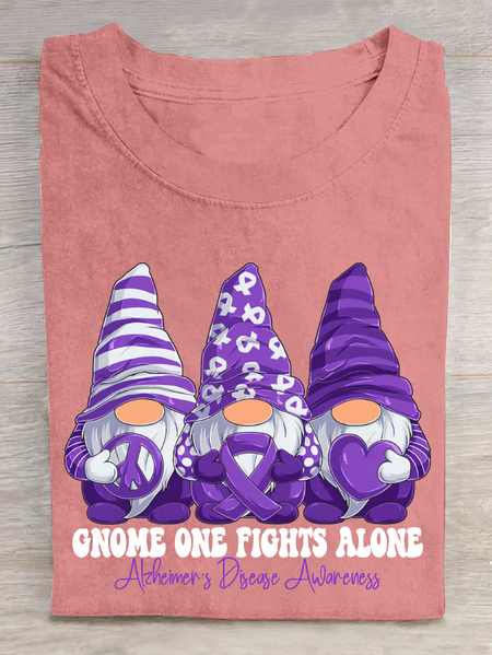 Gnome One Fights Alone Elemer Signage Awareness Cotton T-Shirt, T-shirts, Lilicloth.com