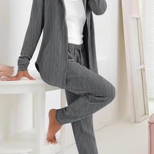 Women's Jersey Abstract Daily Going Out Two Piece Set Long Sleeve Casual Spring/Fall Top With Pants Matching Set, JustFashionNow Suit Set, color:DARK GRAY|size:XXL,