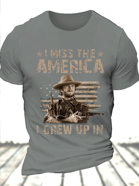 Cotton I Miss The America Casual Loose Text Letters T-Shirt, T-shirts, Lilicloth.com