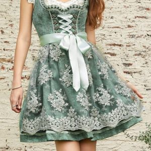 Square Neck Vintage Lace Gradient Dress, JustFashionNow Dresses, color:Green|size:XXL,