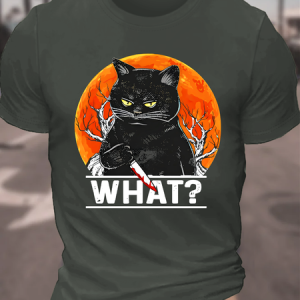 WhatпЂҐ Cat Halloween Cotton T-Shirt, T-shirts, Lilicloth.com
