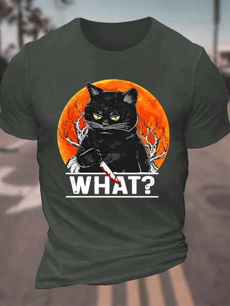 WhatпЂҐ Cat Halloween Cotton T-Shirt, T-shirts, Lilicloth.com