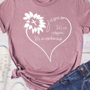 Religious Jesus It's No Religion It's A Relationship Casual Short sleeve tops, T-shirts, Lilicloth.com