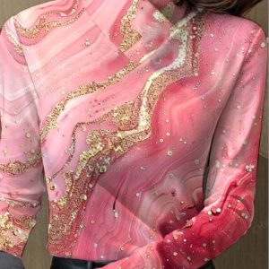 Women's Long Sleeve Blouse Spring/Fall Abstract Daily Going Out Casual Top, JustFashionNow Shirts & Blouses, color:Deep Pink|size:XXL,