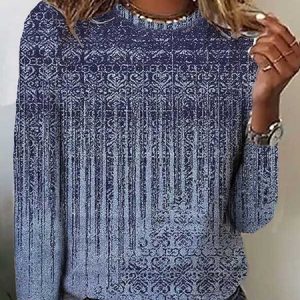 Ethnic Crew Neck Casual T-Shirt, JustFashionNow T-Shirts, color:Blue|size:XXL,