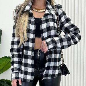 Plaid Print Buttoned Casual Long Sleeve Top, Blouses & Shirts, ChicMe catalog