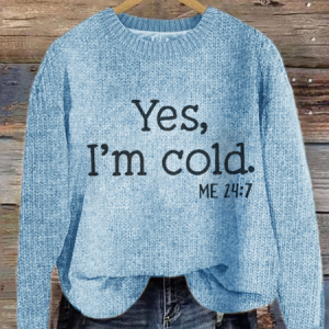 YesпјЊI'm Cold Me 24_7 Simple Loose Crew Neck Sweater, Sweaters, Lilicloth.com