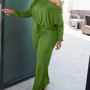 Skew Neck Drawstring Top & Pants Set, Two-piece Sets, ChicMe catalog