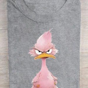 Casual Loose Crew Neck Duck T-Shirt, T-shirts, Lilicloth.com