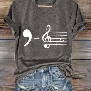 Comma La Kamala Harris 2024 Music Teacher Elections Crew Neck Loose Text Letters Casual T-Shirt, T-shirts, Lilicloth.com
