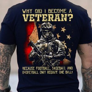 American Flag Why Did I Become A Veteran Crew Neck Loose Casual T-Shirt, T-shirts, Lilicloth.com