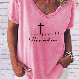 He Saved Me Love God Jesus Short Sleeve Tops, T-shirts, Lilicloth.com