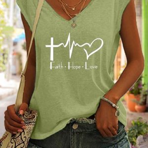 Faith Hope Love V-neck Tank Top, Tank Tops, Lilicloth.com