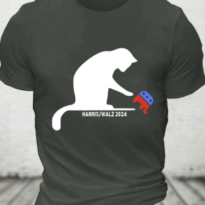 Kamala Cat Lady Cotton T-Shirt, T-shirts, Lilicloth.com