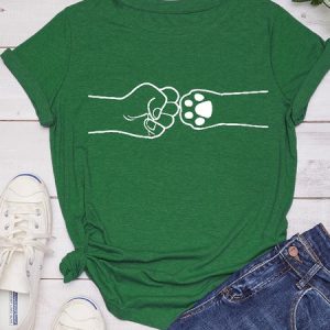 Fistbump And Paw Dog Lover Short sleeve Top, T-shirts, Lilicloth.com