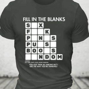 Fill In The Blanks Funny Crossword Cotton T-Shirtw, T-shirts, Lilicloth.com