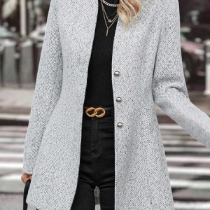 Women's Plain Regular Regular Fit Jacket, Jackets, color:Light Gray|size:XXL, catalog Noracora shop