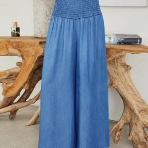 High Waist Shirred Wide Leg Jeans, women Jeans, ChicMe catalog