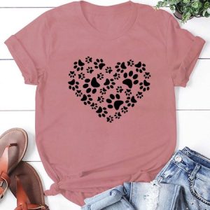 Dog Paw Funny Print Short Sleeve T-Shirt, T-shirts, Lilicloth.com