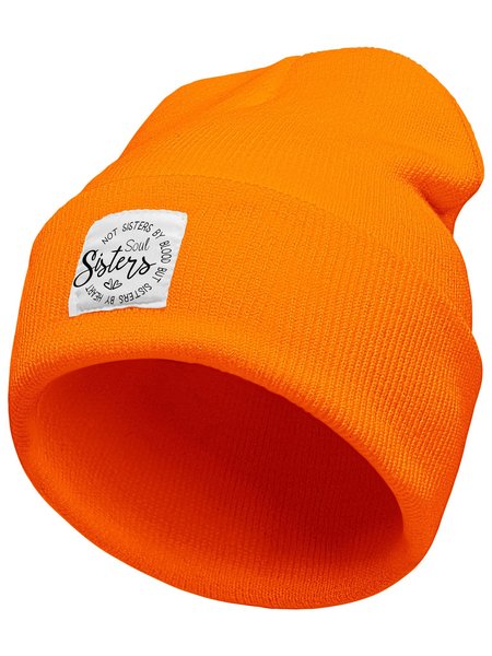 Sister Soul Not Sister By Blood But Sister By Heart Family Text Letter Beanie Hat, Hats, Lilicloth.com