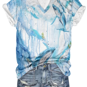 Marine Life Casual Crew Neck Loose T-Shirt, T-shirts, Lilicloth.com