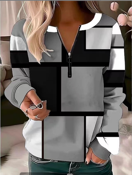 Women's Crew Neck Floral Zipper Casual Spring/Fall Long Sleeve Sweatshirt, JustFashionNow Sweatshirts & Hoodies, color:Black|size:5XL,