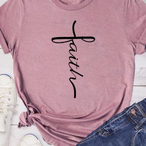 Faith Cross Religious Jesus Love Short sleeve tops, T-shirts, Lilicloth.com