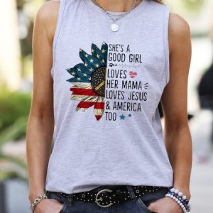She’s A Good Girl Loves Her Mama Love Jesus And Amrican Too America Sunflower Tank Top, Tank Tops, Lilicloth.com
