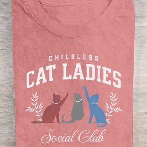 Childless Cat Lady Print  Cotton T-shirt, T-shirts, Lilicloth.com