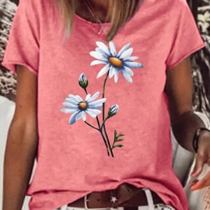 Womens Flower Print Casual T-Shirt, T-shirts, Lilicloth.com