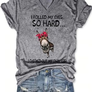 Donkey Funny Letter Casual Short Sleeve T-Shirt, T-shirts, Lilicloth.com