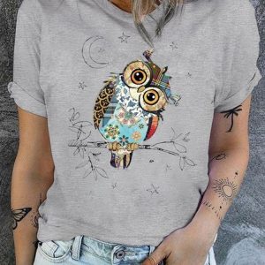 Crew Neck Casual Cotton T-Shirt, T-shirts, Lilicloth.com