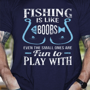 Funny Fishing Text Letters Casual Crew Neck Cotton T-Shirt, T-shirts, Lilicloth.com