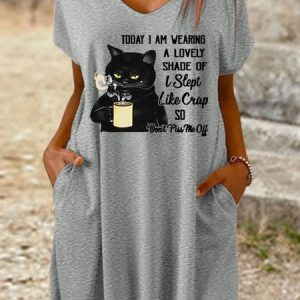 Women's Today I Am Wearing A Lovely Shade Of I Step Like Crap So Don't Piss Me Off V Neck Casual Dress, Dresses, Lilicloth.com
