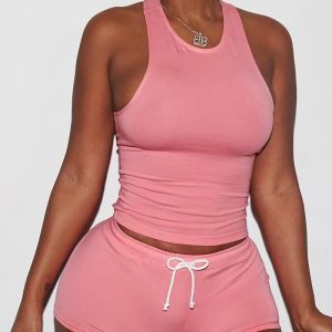 O-neck Racer Back Top & Drawstring Shorts Set, Two-piece Sets, ChicMe catalog
