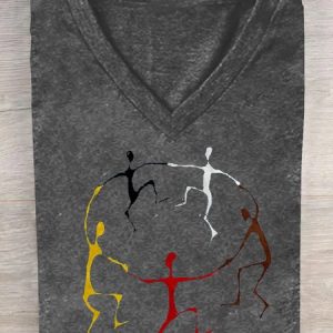 Figure V Neck Casual Loose T-Shirt, T-shirts, Lilicloth.com