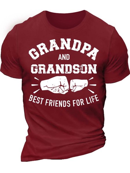 Men’s Grandpa And Grandson Best Friends For Life Crew Neck Casual T-Shirt, T-shirts, Lilicloth.com