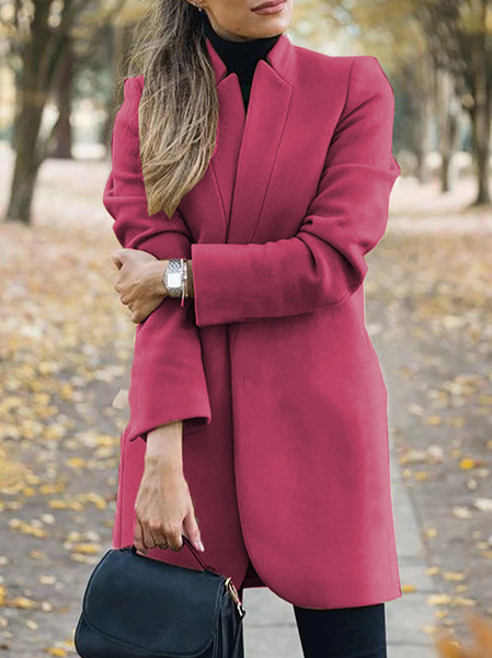 Women's Autumn Outerwear Casual Plain Long Sleeve Jacket, JustFashionNow Jackets, color:Rose Red|size:5XL,