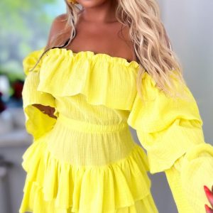 Off Shoulder Ruffles Layered Romper, women Rompers, ChicMe catalog