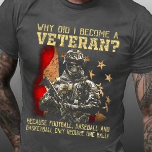 Men American Flag Why Did I Become A Veteran Crew Neck T-Shirt, T-shirts, Lilicloth.com