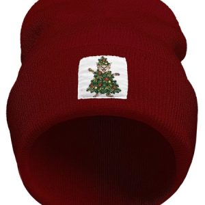 Funny Cat Christmas Tree Animal Graphic Beanie Hat, Hats, Lilicloth.com