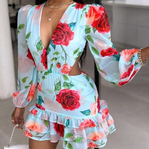 Floral Print Ruffles Layered Dress, Print Dresses, ChicMe catalog